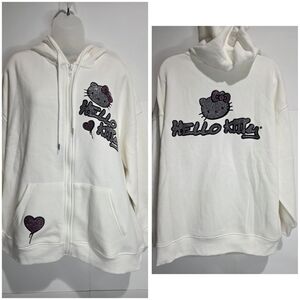 Hello Kitty Forever 21 Rhinestone Zip Up Hoodie Sweater Size 0X Brand New W/ Tag